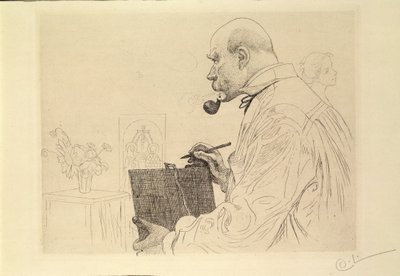 Selbstbildnis als Radierer von Carl Larsson