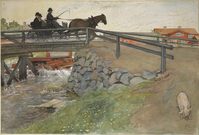 Die Brücke. Aus Ein Zuhause (26 Aquarelle) von Carl Larsson