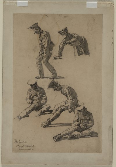 Fünf Studien eines Soldaten, viertes Viertel des 19. Jahrhunderts oder erstes Drittel des 20. Jahrhunderts von Carl Marr