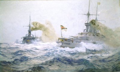 Manöver der deutschen Flotte auf hoher See, ca. 1900 von Carl Saltzmann