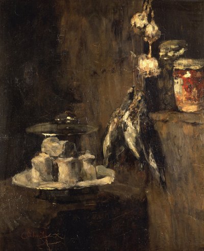 Stillleben mit Rebhühnern und Käse, nach 1884 von Carl Schuch