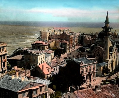 Rumänien, Stadt Constanța, einer der größten Seehäfen am Schwarzen Meer. Blick auf die Große Mahmudiye-Moschee, Bilddatum: ca. 1920 von Carl Simon