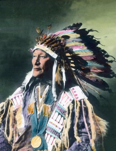 Vereinigte Staaten von Amerika, Porträt eines Indianerhäuptlings, um 1910 von Carl Simon