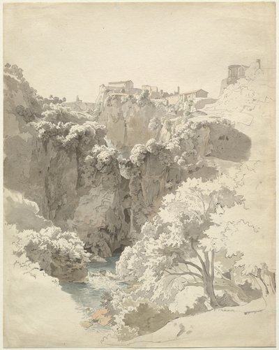 Tivoli und der Tempel der Sibylle über der Aniene-Schlucht von Carl Wagner