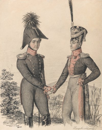 Porträt von Pyotr Petrovich Esipov 1797-1876 und Pavel Yakovlevich de Witte 1796-1864, Frühes 19. Jahrhundert von Carl von Hampeln