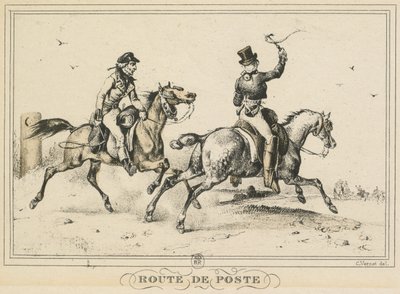Szenen des täglichen Lebens, Straßen und Wege: Postroute..., 1817 von Carle Vernet
