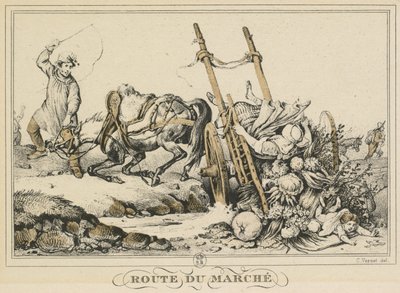 Szenen des täglichen Lebens, Straßen und Wege: Weg zum Markt, 1819 von Carle Vernet