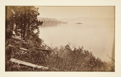 Vier Eisenbahnszenen und vier Ansichten des Lake Tahoe: Lake Tahoe von Artist Rocks von Carleton E. Watkins