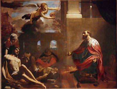 Heiliger Ludwig IX., König von Frankreich, betet für das Ende der Pest von Carlo Bononi