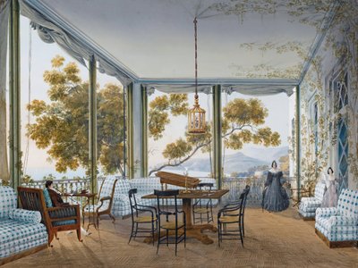 Innenraum im Naryshkin-Palast von Miskhor, 1841-1842 von Carlo Bossoli