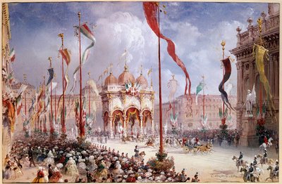 Viktor Emanuel II. bei der Eröffnung des italienischen Parlaments am 02.04.1860 von Carlo Bossoli