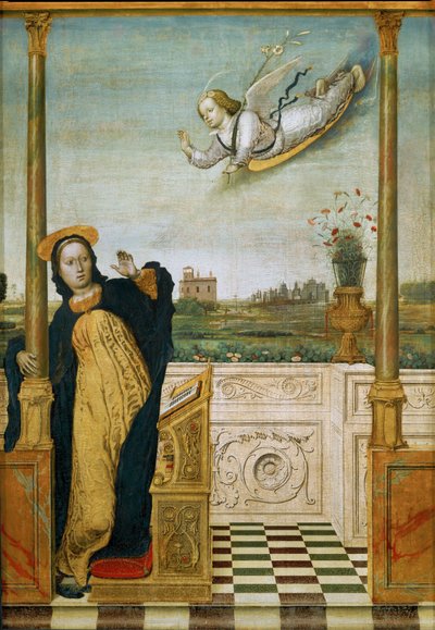 Verkündigung. Mitteltafel eines Triptychons von Carlo Braccesco