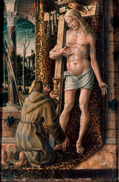 Heiliger Franz von Assisi sammelt das Blut Christi von Carlo Crivelli