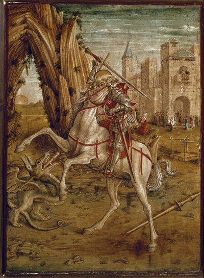Der heilige Georg tötet den Drachen (Predelle von Pala Odoni) von Carlo Crivelli