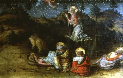 Die Agonie im Garten, linkes Predella-Panel vom San Silvestro Polyptychon von Carlo Crivelli