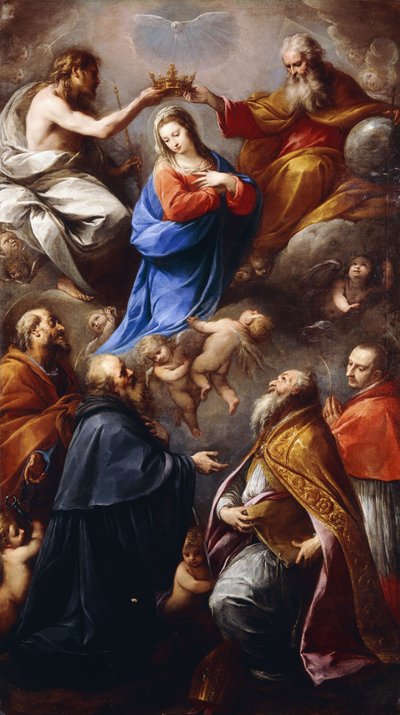 Die Krönung der Jungfrau mit den Heiligen Petrus, Paulus, Ambrosius und Karl Borromäus von Carlo Francesco Nuvolone