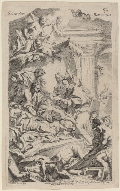 San Carlo Borromeo gibt den Opfern der Pest die letzte Kommunion von Carlo Innocenzo Carlone