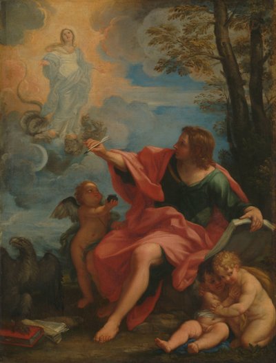 Der heilige Johannes der Evangelist auf Patmos von Carlo Maratta (circle of)