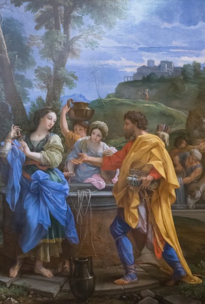 Rebekka und Eliezer am Brunnen von Carlo Maratta or Maratti