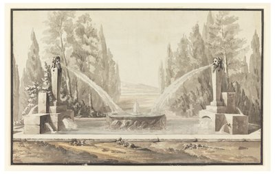 Entwurf für einen Brunnen in einem Park von Carlo Marchionni