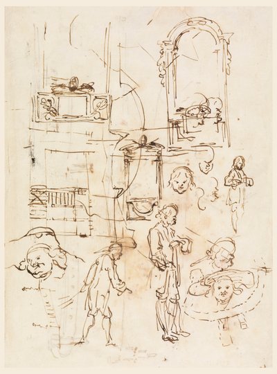 Architektonische und figürliche Skizzen von Carlo Marchionni