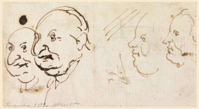 Skizzen von vier Köpfen in Karikatur, 1725–75 von Carlo Marchionni