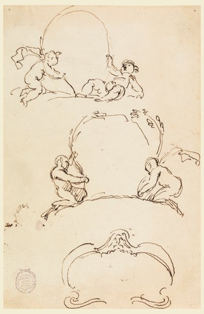 Drei Skizzen von Kartuschen, vor 1775 von Carlo Marchionni
