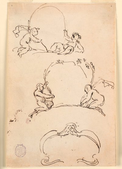 Drei Skizzen von Kartuschen, vor 1775 von Carlo Marchionni