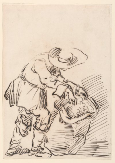 Zeichnung, Arbeitender Bauer, 1728–78 von Carlo Marchionni