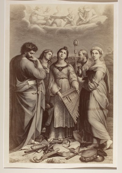 Ekstase der hl. Cäcilia, Kupferstich eines unbekannten Autors nach einem Gemälde von Raffael (1483-1520) von Carlo Naya