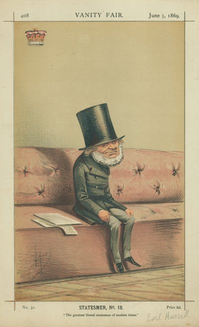 Earl of Russell, der größte liberale Staatsmann der Neuzeit, 5. Juni 1869, Vanity Fair Karikatur von Carlo Pellegrini