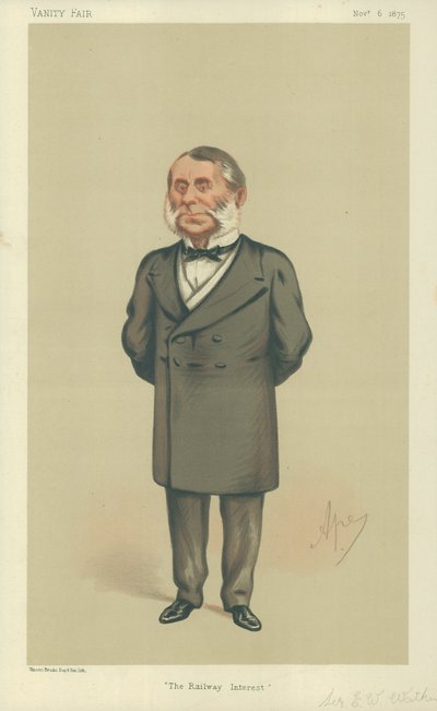 Sir Edward William Watkin, Die Eisenbahninteressen, 6. November 1875, Vanity Fair Karikatur von Carlo Pellegrini