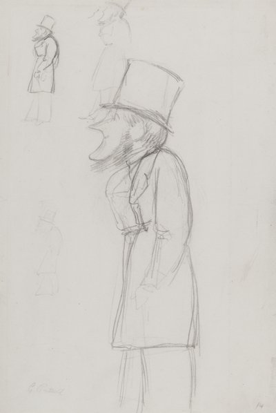 Skizze für eine Karikatur, möglicherweise von G. Russell von Carlo Pellegrini