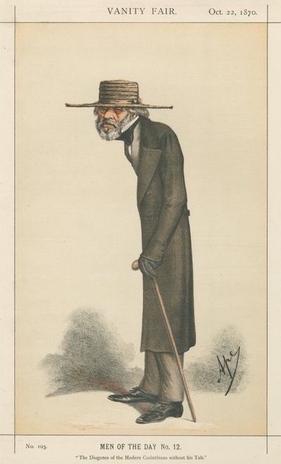 Der Diogenes der modernen Korinther ohne seine Tonne, Thomas Carlyle (Vanity Fair Serie) von Carlo Pellegrini