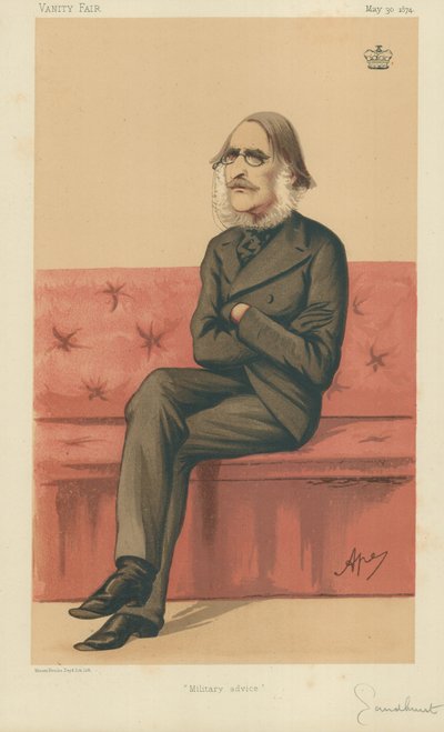 Der Rechte Ehren Lord Sandhurst, Militärischer Rat, 30. Mai 1874, Vanity Fair Karikatur von Carlo Pellegrini