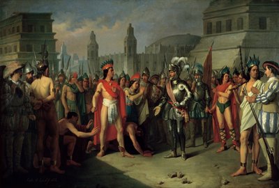 Die Gefangennahme von Guatimocin durch die Truppen von Hernan Cortes, 1856 von Carlos Maria Esquivel