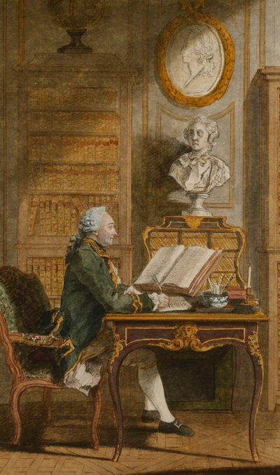 Monsieur de Cormainville in seiner Bibliothek, an seinem Schreibtisch schreibend von Carmontelle