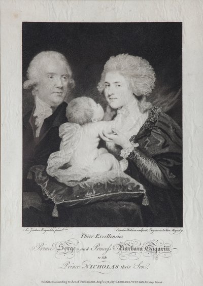 Porträt von Graf Sergei Sergejewitsch Gagarin 1745-1798 und Gräfin Warwara Nikolajewna Gagarina von Caroline Watson