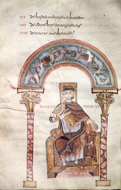 Apollo Medicus, aus Etymologiae von Isidor von Sevilla von Carolingian School