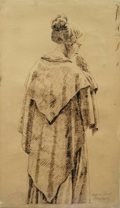 Frau im Umschlagtuch von Caspar David Friedrich