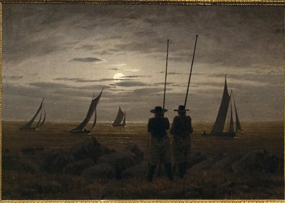 Mondnacht am Strand mit Fischern von Caspar David Friedrich