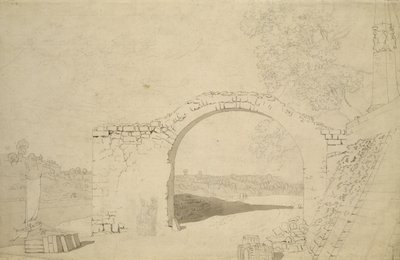 Flusslandschaft mit einem Bogen (unvollendet) von Caspar David Friedrich