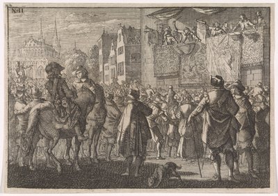 Verkündung des Friedens von Osnabrück in einer Stadt, 1648 von Caspar Luyken (attributed to)