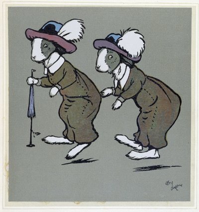 Kaninchen mit Hüten - in „Merry Party“, ill. von Cecil Aldin, ed. Hodder & Stoughton, London von Cecil Charles Windsor Aldin