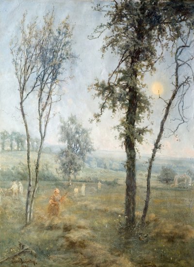Heuernte bei Mondschein, 1876 von Cecil Gordon Lawson