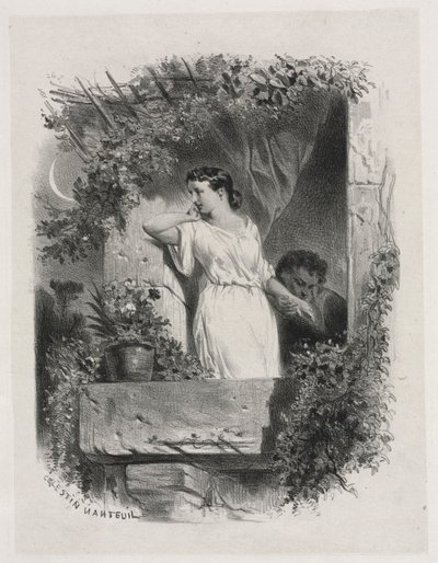 Auf dem Balkon von Celestin Francois Nanteuil
