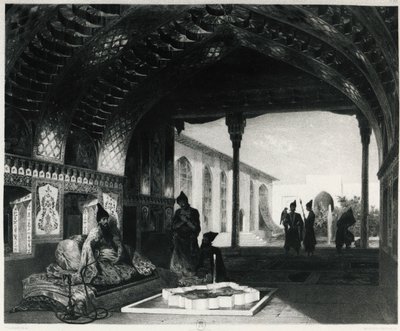 Der Spiegelsaal im Palast des Sardar von Jerewan, von Celestin Francois Nanteuil (1813-1873), Armenien von Celestin Francois Nanteuil