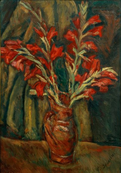 Rote Gladiolen in einer Vase von Chaim Soutine