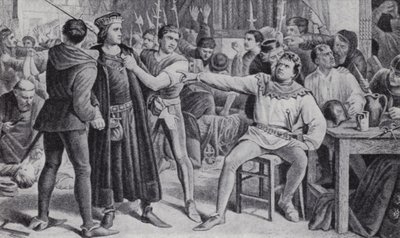 Lord Saye und Sele, kurz vor der Enthauptung in Jack Cades Rebellion von Charles (after) Lucy