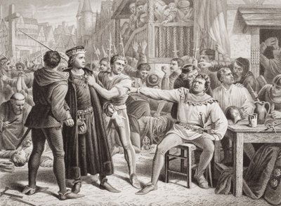 Lord Saye und Sele vor Jack Cade gebracht, 4. Juli 1450, aus 